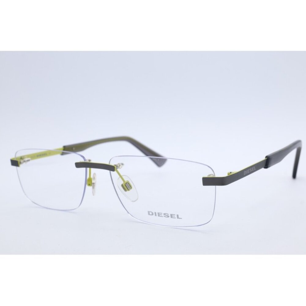 Diesel DL 5352 009 Square Matte Gunmetal Gray Eyeglasses Clear Lenses 56mm